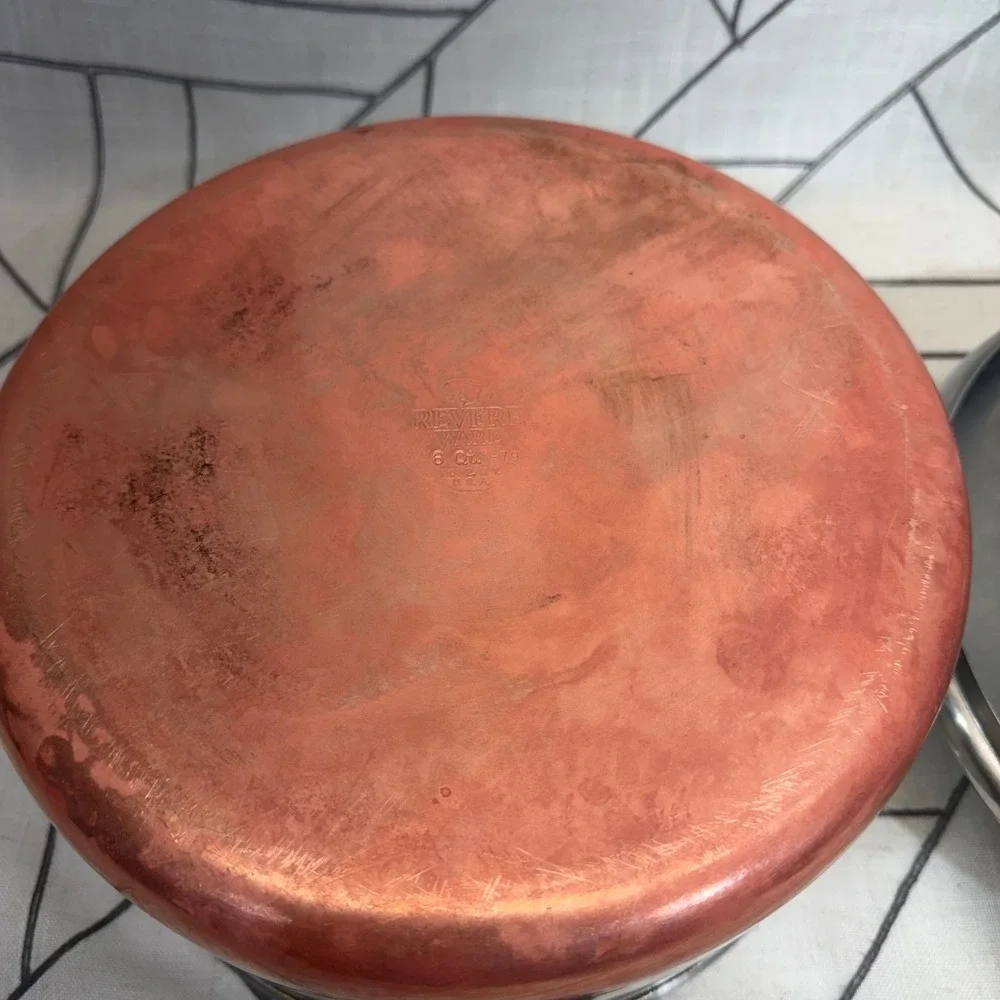 Revere Ware Stock Pot 6 Qt Silver Copper Bottom 1801 Stainless Steel Lid